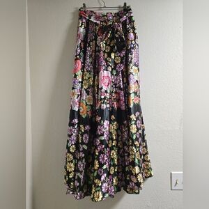 Floral Maxi Skirt - Black and Multicolor